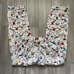 Peanuts Charlie Brown Womens Pajama Pants White Black Character Print
